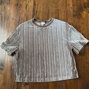 a new day Baggy Velvet Brown-Pink Ribbed Top